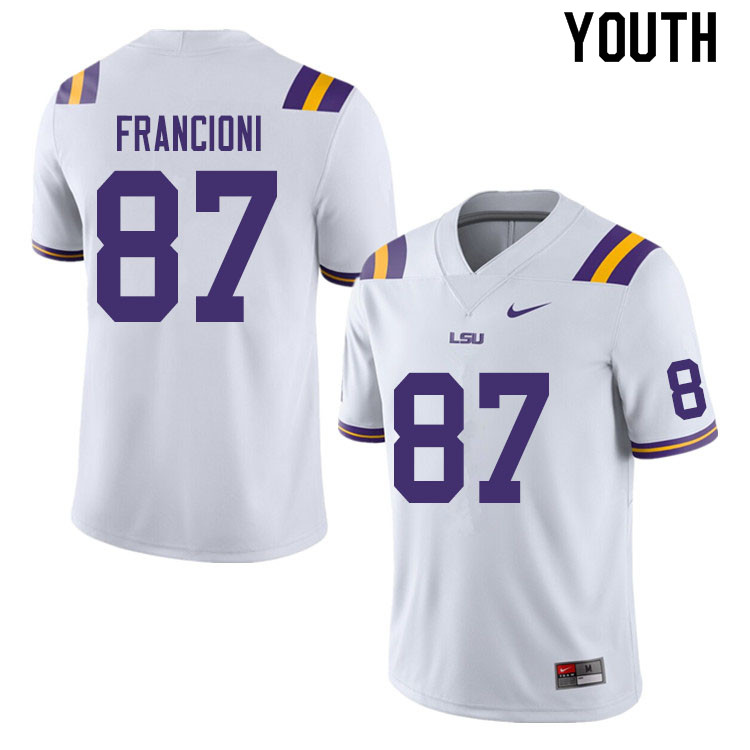 Youth #87 Evan Francioni LSU Tigers College Football Jerseys Sale-White